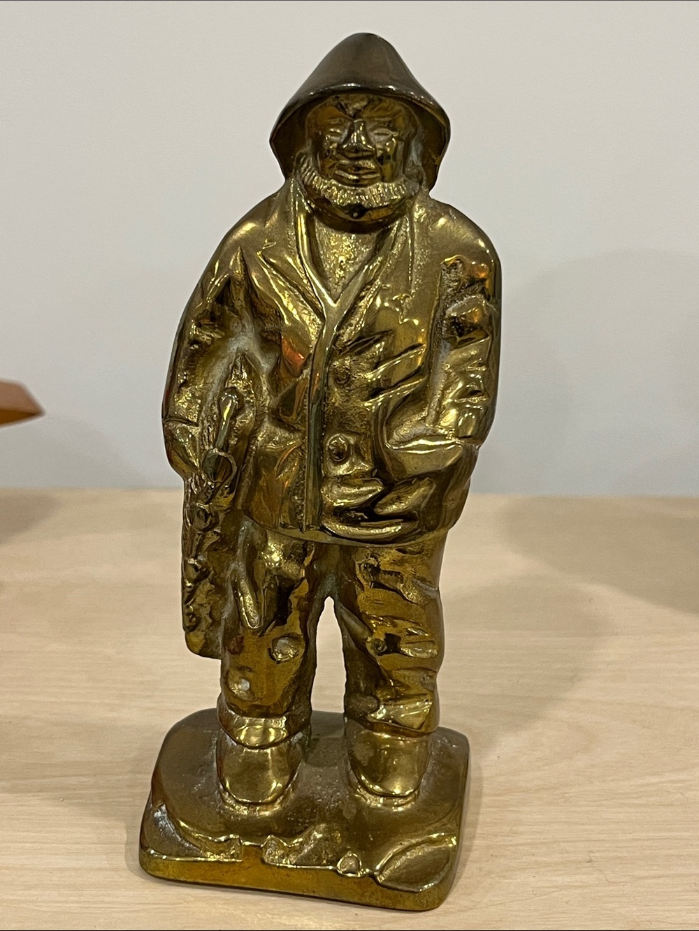 Brass Fisherman Figurine Decorative Statue - Gold